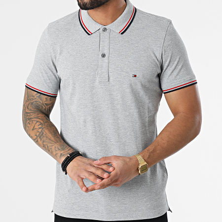 Tommy Hilfiger - Polo Manches Courtes Tipped Placket 2054 Gris Chiné