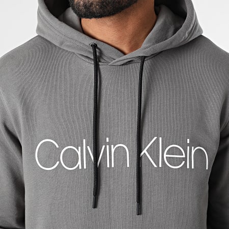 Calvin Klein - Felpa con cappuccio in cotone e logo 7033 grigio