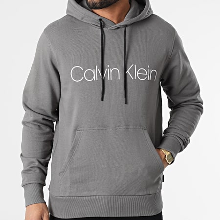 Calvin Klein - Felpa con cappuccio in cotone e logo 7033 grigio