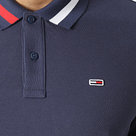 Tommy Jeans - Polo Manches Longues Flag Neck 2215 Bleu Marine