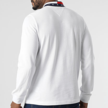 Tommy Jeans - Polo Manches Longues Flag Neck 2215 Blanc