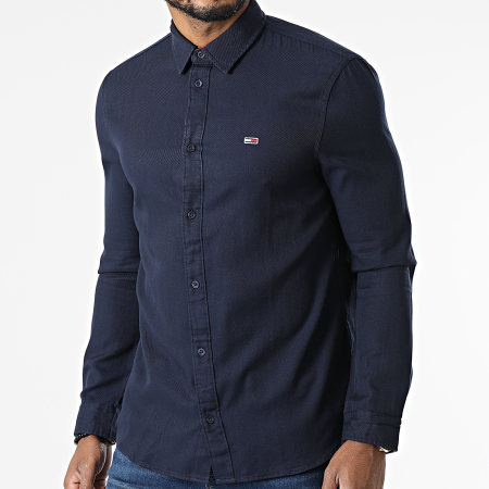 Tommy Jeans - Chemise Manches Longues Solid Tencel 2564 Bleu Marine