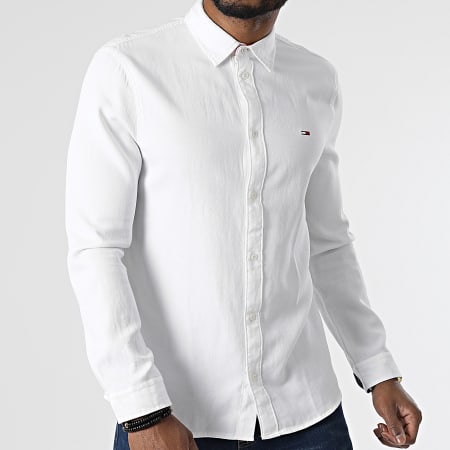 Tommy Jeans - Chemise Manches Longues Solid Tencel 2564 Blanc