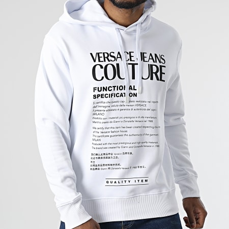 Versace Jeans Couture - Felpa con cappuccio in pile organico bianco
