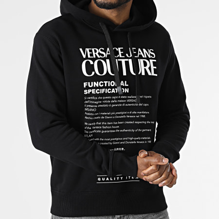 Versace Jeans Couture - Felpa con cappuccio in pile organico nero