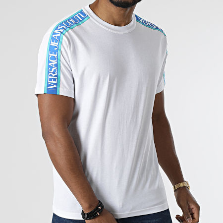 Versace Jeans Couture - Tee Shirt A Bandes Regular Tape Blanc
