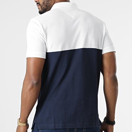 Tommy Jeans - Polo a maniche corte con carré a contrasto 2217 Bianco Blu Navy