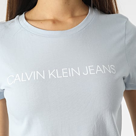 Calvin Klein - Lot De 2 Tee Shirts Femme 9734 Blanc Bleu Clair