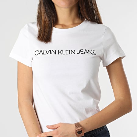 Calvin Klein - Lot De 2 Tee Shirts Femme 9734 Blanc Bleu Clair