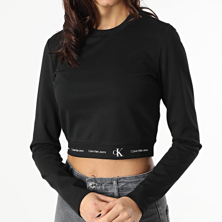 Calvin Klein - Tee Shirt Manches Longues Femme Crop 7652 Noir