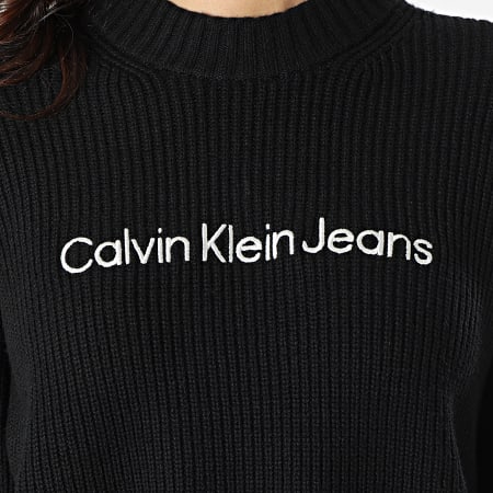 Calvin Klein - Pull Femme Gunmetal Logo Back 7730 Noir