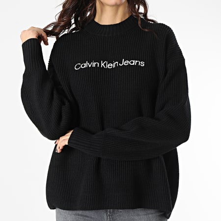Calvin Klein - Maglione donna Gunmetal Logo Back 7730 Nero