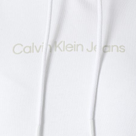Calvin Klein - Sweat Capuche Femme Shrunken Institutional 7744 Blanc