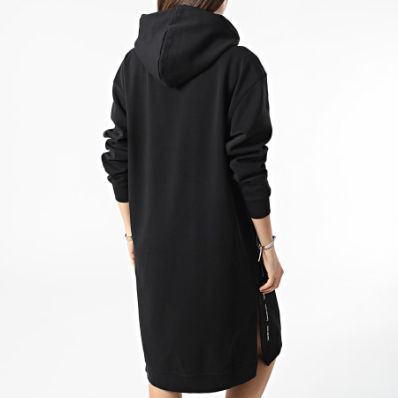 Calvin Klein - Felpa con cappuccio donna con logo a ripetizione laterale 7915 Nero