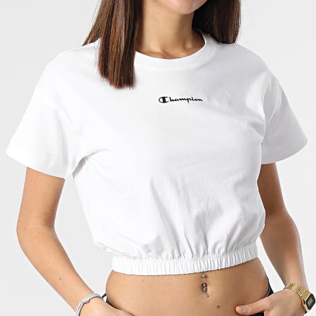 Champion - Tee Shirt Femme Crop 115211 Blanc