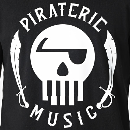 Piraterie Music - Tee Shirt Piraterie Music Noir Blanc