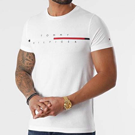 Tommy Hilfiger - Tee Shirt Split Logo 2128 Blanc