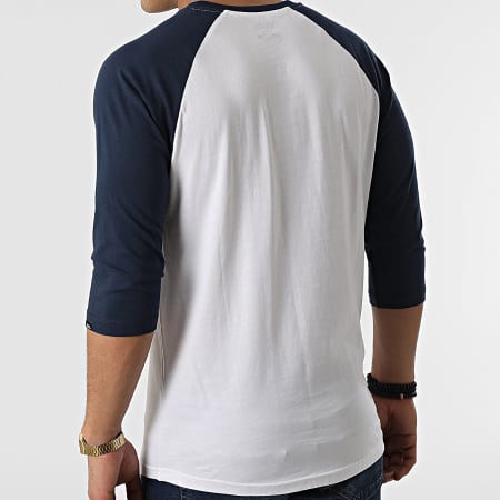 Vans - Tee Shirt Manches Longues Raglan Classic Blanc Bleu Marine