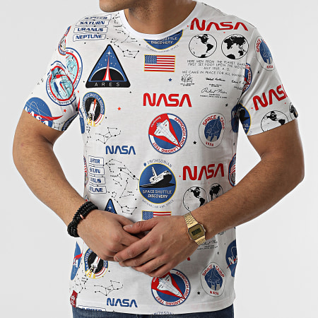 Alpha Industries - Tee Shirt NASA All Over Print 116503 Blanc