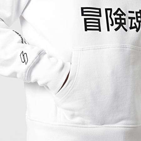 Superdry - Felpa con cappuccio con logo aziendale bianco