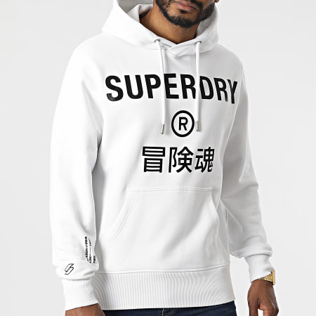 Superdry - Sweat Capuche Corporate Logo Blanc