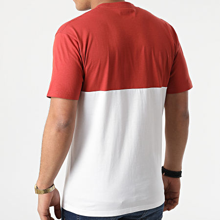 Vans - A3CZD Camiseta blanca con bloques de color rojo ladrillo