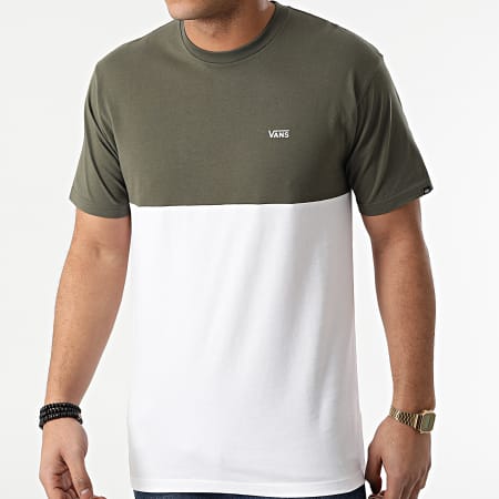 Vans - A3CZD camiseta colorblock verde caqui blanco