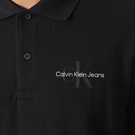 Calvin Klein - Polo de manga larga con logo de monograma 9675 Negro