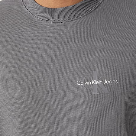 Calvin Klein - Sudadera de cuello redondo con logotipo de monograma 9699 Gris