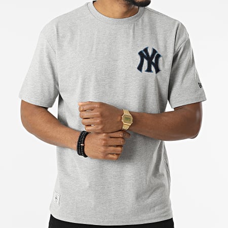 New Era - Tee Shirt Heritage Patch Oversized New York Yankees 12893153 Gris Chiné