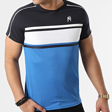 NI by Ninho - Tee Shirt A Bandes 017 Bleu Blanc