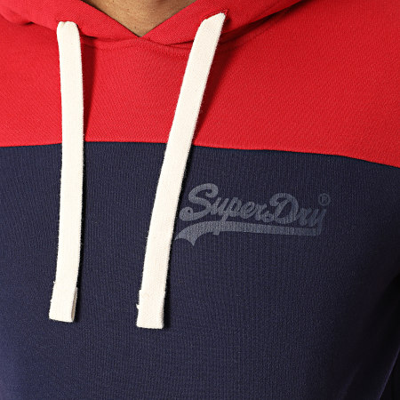 Superdry - Sweat Capuche College Vintage Logo Bleu Marine Rouge