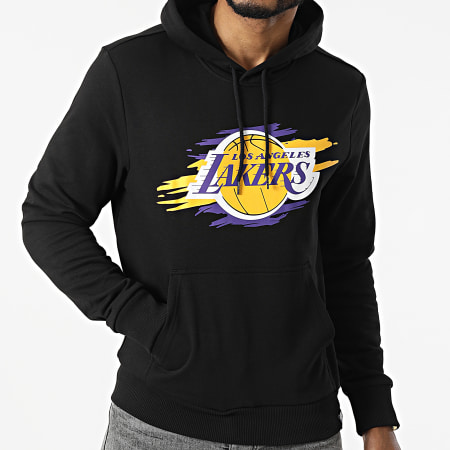 New Era - Felpa con cappuccio con logo a strappo Los Angeles Lakers 12893079 Nero