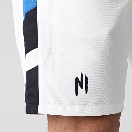 NI by Ninho - Short Jogging A Bandes 034 Blanc Bleu