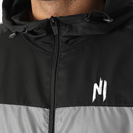 NI by Ninho - Conjunto de chándal Magnum con rayas reflectantes negro gris blanco