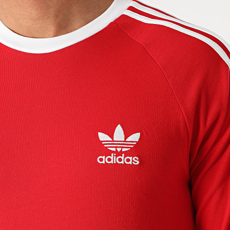 Adidas Originals - Maglietta a maniche lunghe con strisce HE9532 Rosso