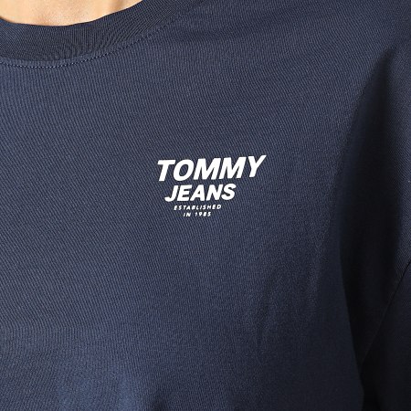Tommy Jeans - Tee Shirt A Bande Femme Crop Taping 2828 Bleu Marine
