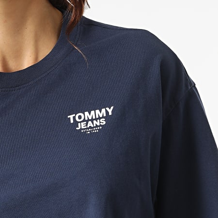 Tommy Jeans - Maglietta da donna con bande e nastratura 2828 blu navy