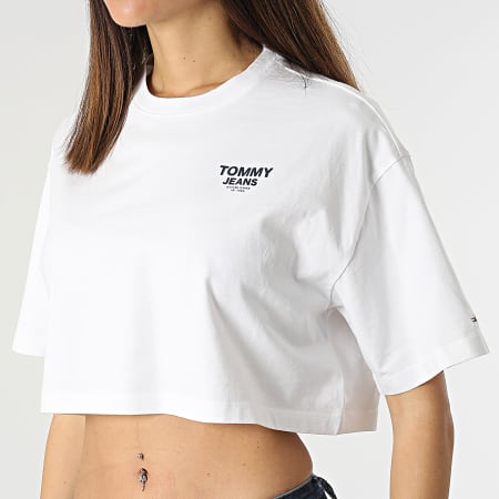 Tommy Jeans - Maglietta da donna Band Tee Shirt Crop Taping 2828 Bianco