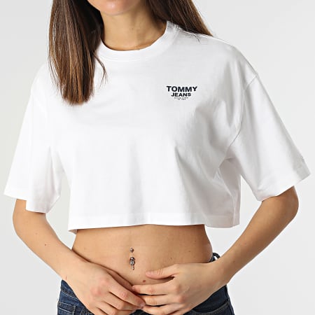 Tommy Jeans - Tee Shirt A Bande Femme Crop Taping 2828 Blanc