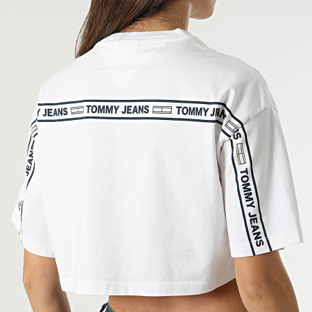 Tommy Jeans - Maglietta da donna Band Tee Shirt Crop Taping 2828 Bianco