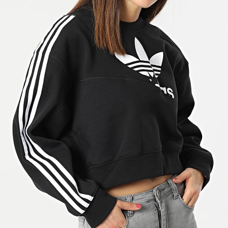 Adidas Originals - Sudadera corta con cuello redondo para mujer HC4622 Negro