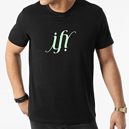 Ify - Tee Shirt Typo Noir Vert Fluo