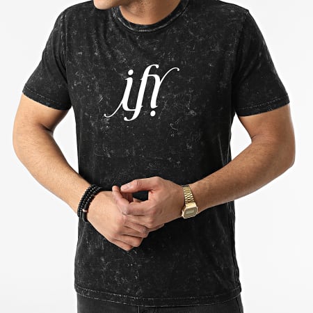 Ify - Typo Dye Camiseta Negro Blanco