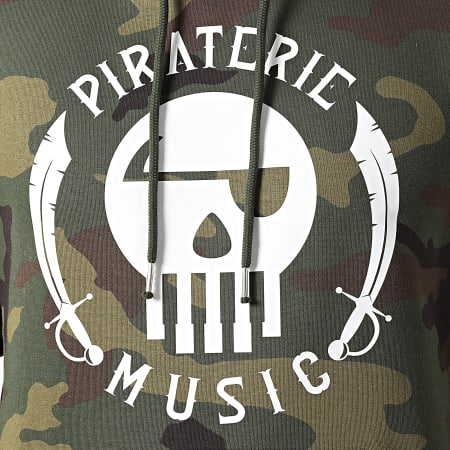 La Piraterie - Felpa con cappuccio mimetica Musica Pirata Verde Khaki