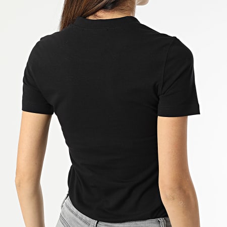 Versace Jeans Couture - Camiseta de mujer con logotipo de lámina gruesa negro dorado