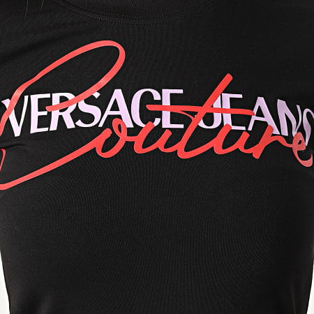 Versace Jeans Couture - Camiseta de goma negra para mujer