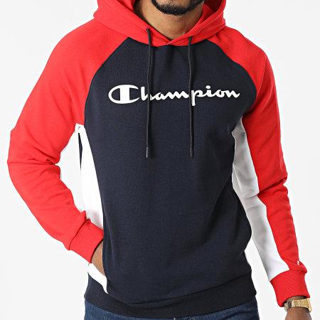 Champion - Felpa con cappuccio 217150 blu navy rosso