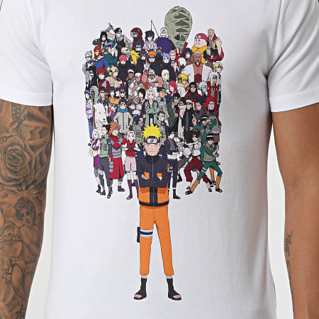 Naruto - Tee Shirt A Bandes Characters Front Blanc
