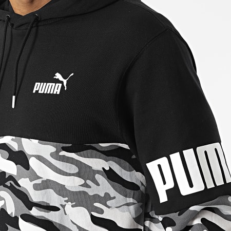 Puma - Sweat Capuche Camouflage 848872 Noir Gris Blanc